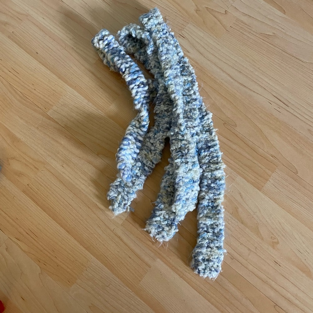 Three blue and white scarves for decoration